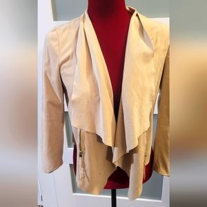 Bershka Cream Crop Jacket  Size S WOMEN'S M VGC IVORY BLAZER SUEDE WESTERN Y2K